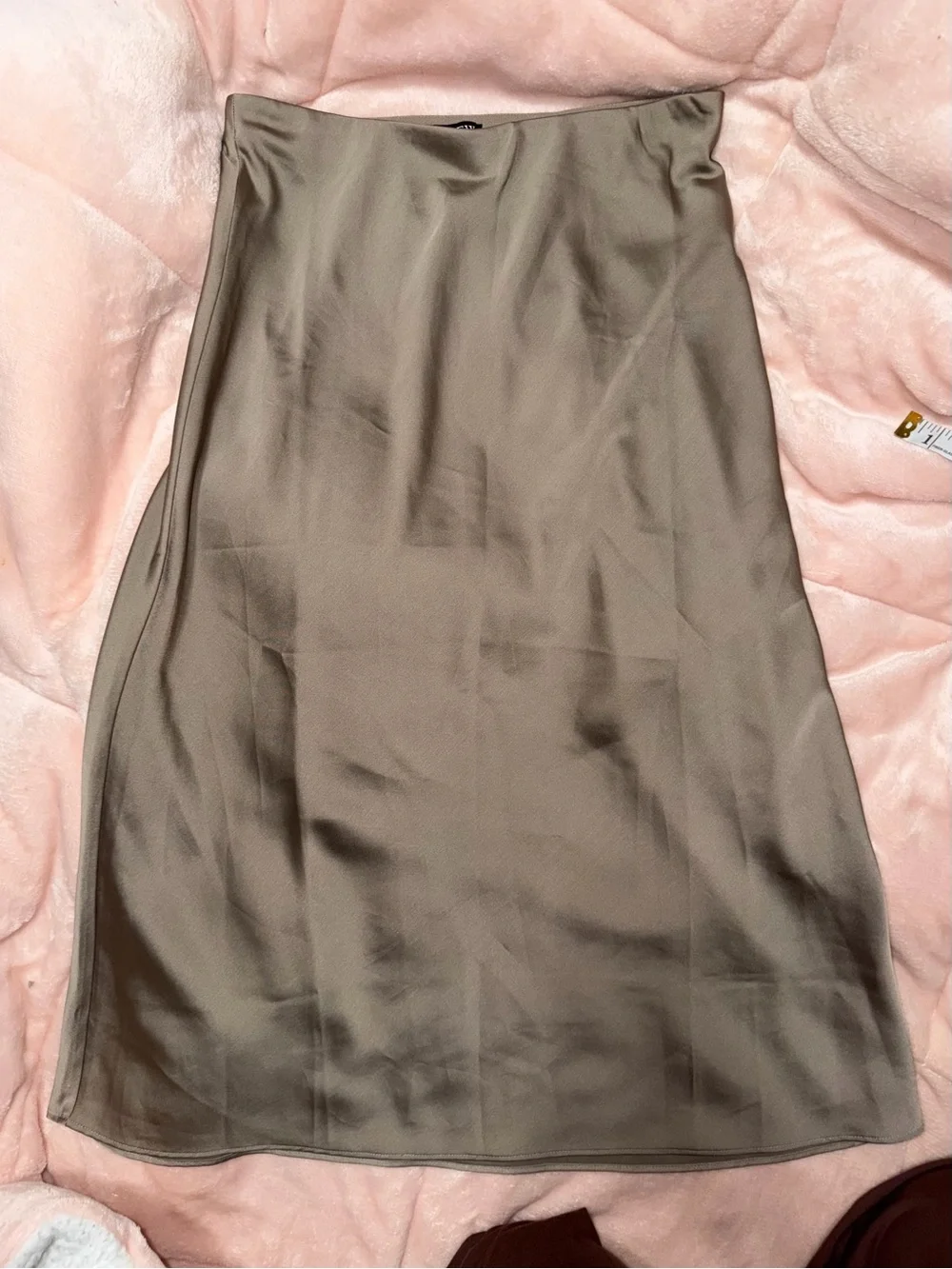 J. Crew Tan Satin Midi A-Line Skirt